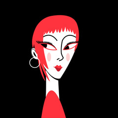 Illustration portrait of a beautiful asian girl