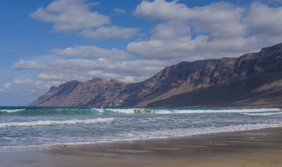 Fototapeta na wymiar Caleta de Famara (Famara beach) in Lanzarote, Canary island in Spain 