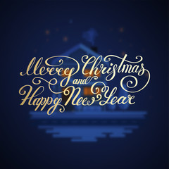 Merry Christmas Text .Happy New Year vector illustration lettering design EPS 10. Christmas card
