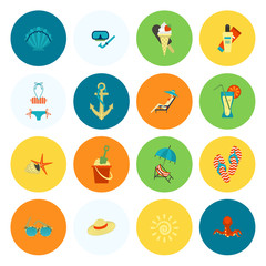 Summer and Beach Simple Flat Icons