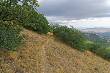 Naklejka na ściany i meble A path along the slope of the ridge. Crimea.