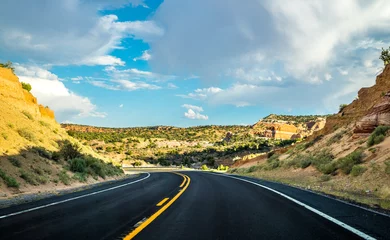 Poster Historische Route 66. Weg naar New Mexico © konoplizkaya