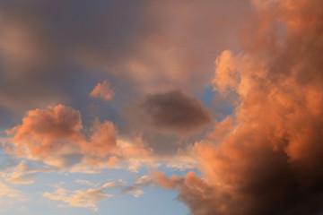 Blue sky with dynamic colorful clouds after rain