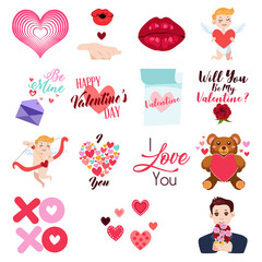 Valentine Day Icons and Clip Arts Illustration