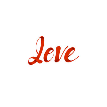 Lettering red Love ribbon font