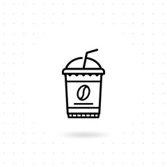 Take away coffee cup icon. Milkshake, cocktail, ice coffee icon. Vector flat line ice coffee. Coffee to go vector illustration