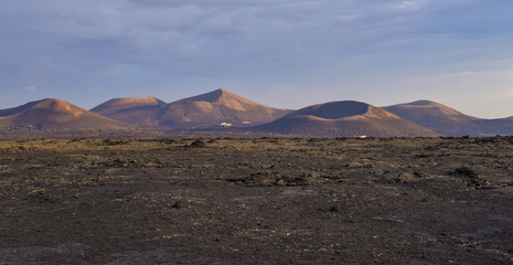 Volcanic landscape in Lanzarote, Canary islands, Spain 