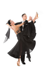 ballroom dance couple in a dance pose isolated on white © be free