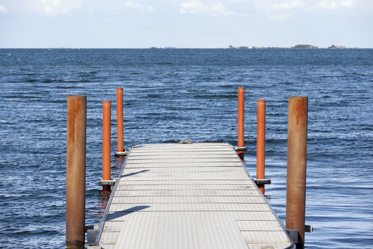 Bridge into the water in Oresund Denmark