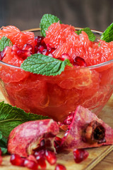 Fresh grapefruit  fruit salad in the bowl.