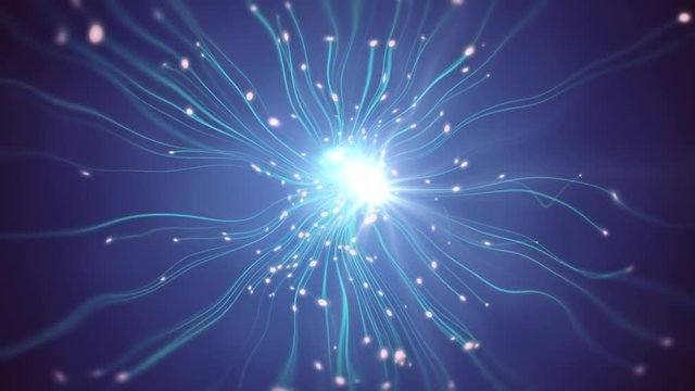 Abstract background with animation moving of lines for fiber optic network. Magic flickering light dots or glowing flying lines Animation.