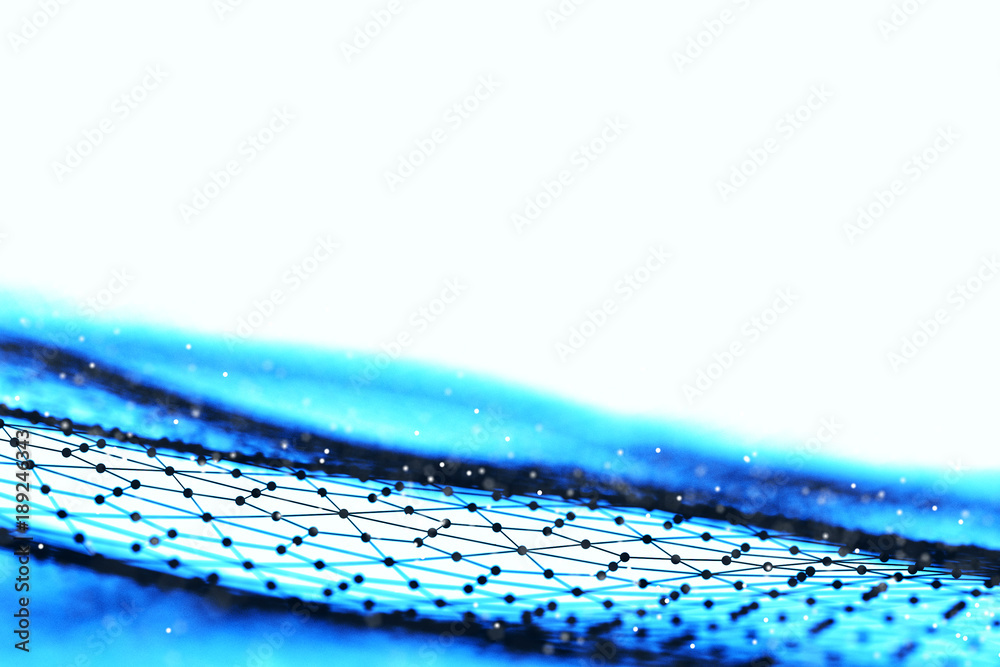 Poster big data visualization. background 3d .big data connection background. cyber technology ai tech wire