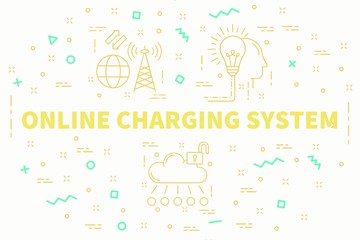 Conceptual business illustration with the words online charging system