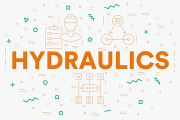 Conceptual business illustration with the words hydraulics