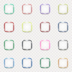 Set of glass transparent buttons, vector illustration