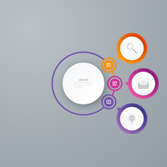 Infographics template 3 options with circle