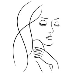 Female face with closed eyes