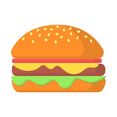 Icon hamburger with chop and fresh vegetables