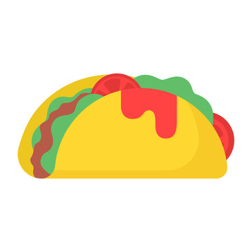 Icon taco with meat with fresh vegetables