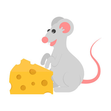 Icon slice of cheese and character mouse