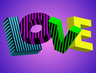 Vector LOVE text 3d