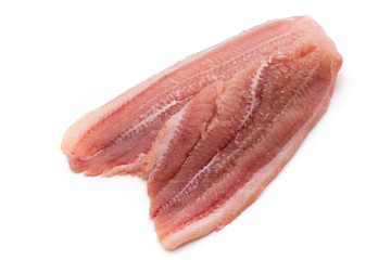 Fillet of Fish Pangasius. Isolated on white background.