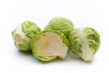 Brusseles sprouts isolated on the white background.