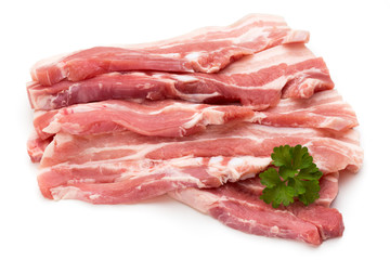 Meat pork slices isolated on the white background.