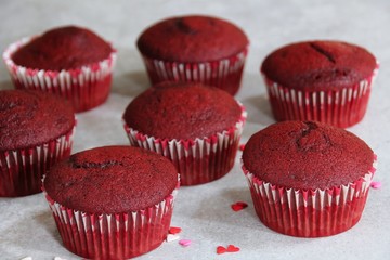Homemade Red Velvet Cupcakes, selective focus