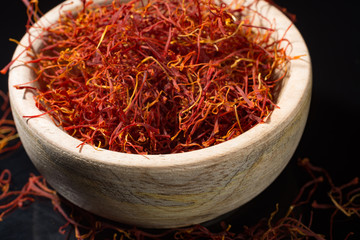 Fototapeta premium Macro collection, expensive real dried saffron spice close up