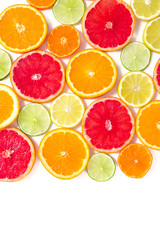 citrus fruit slices isolated on white
