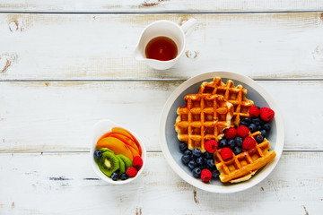 Breakfast set with waffles