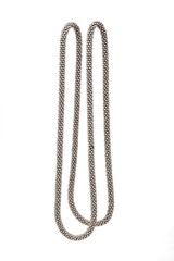 Silver necklace on a white background in various angles