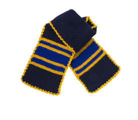  Scarf knitted handwork. Colorful woolen scarf.