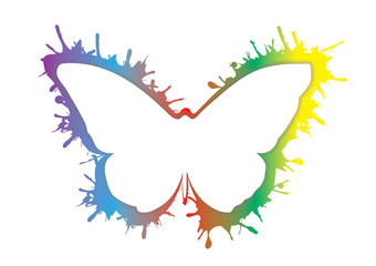 smudge splash rainbow grunge butterfly icon isolated