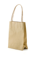 Brown Shopping Bag with Handles Isolated on White Background.