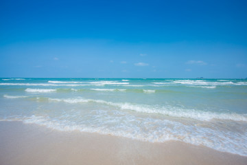 sea beach blue sky sand sun daylight relaxation landscape viewpoint for design postcard and calendar in thailand