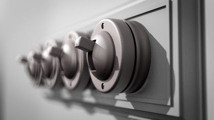 Ceramic Light Switch Array - Right View with Depth-of-Field Focus