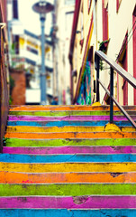 Closeup of colorful staircase
