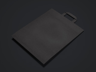 Black paper shopping bag. 3d rendering