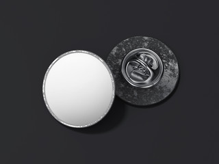 Round lapel pin with black blank face. 3d rendering