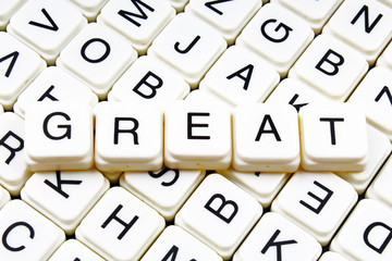 Great text word crossword title caption label cover background. Alphabet letter toy blocks. White alphabetical letters.
