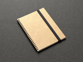 Notebook with blackrubber band. 3d rendering