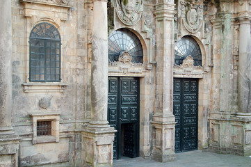 Fototapeta na wymiar The cathedral's northern gate, called Azabacheria Portal (Puerta de Azabachería) - Santiago de Compostela, Galicia, Spain