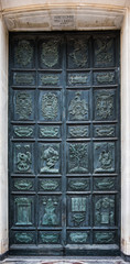 The door of bronze of Duomo of Acireale, Sicily