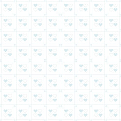 Cute baby blue heart pattern on white background