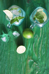 Lemonade from lime and mint