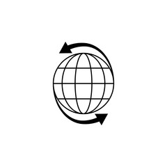 two arrows in the circle of the earth outline icon. Element for mobile concept and web apps. Thin line vector icon for website design and development, app development. Premium icon