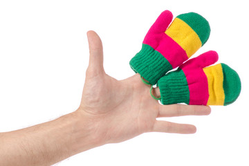 Baby mittens in hand