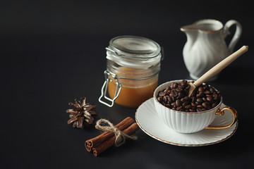 Set for breakfast. Sweets and pastries with nuts for tea on a bl